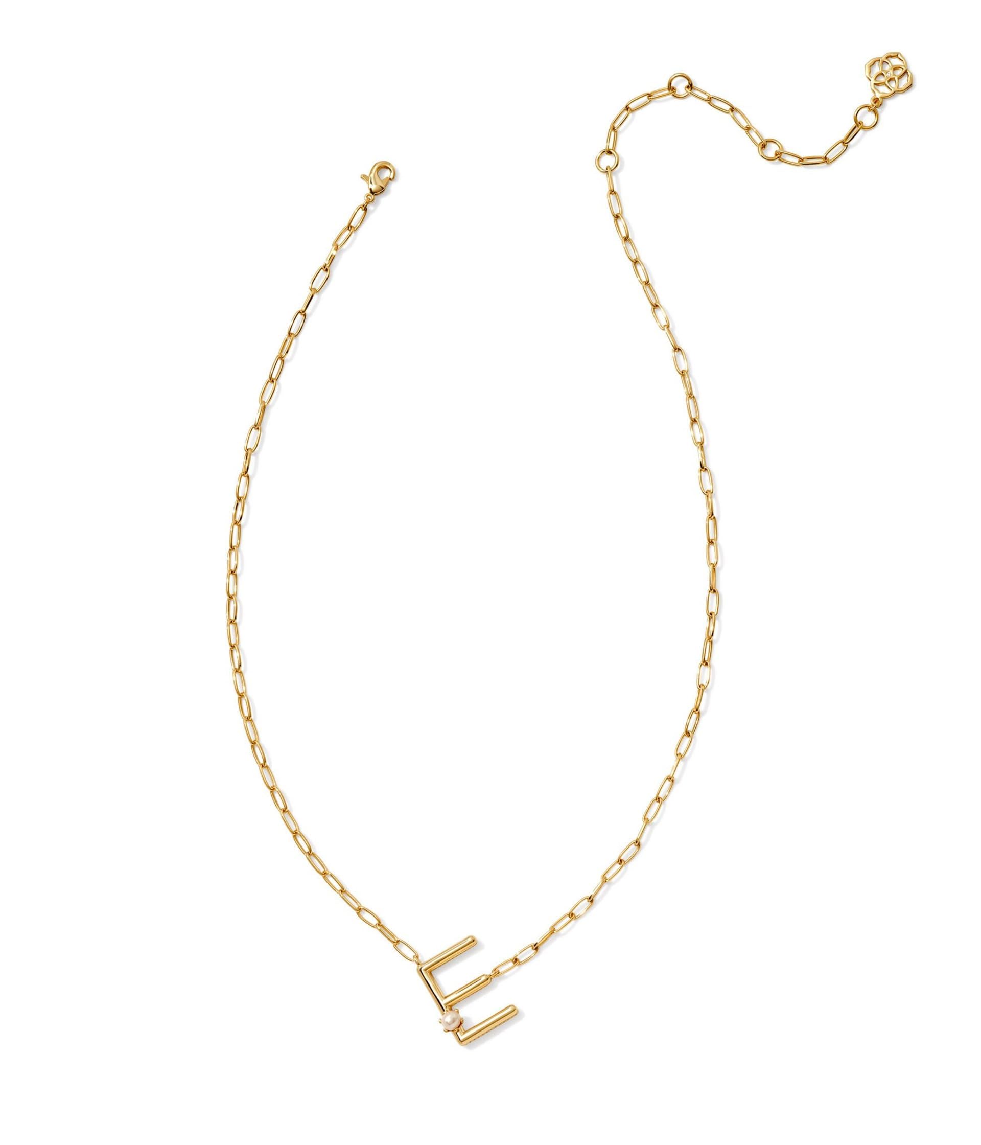 Kendra Scott Womens Pearl Letter E Short Pendant Necklace Gold White Pearl One Size