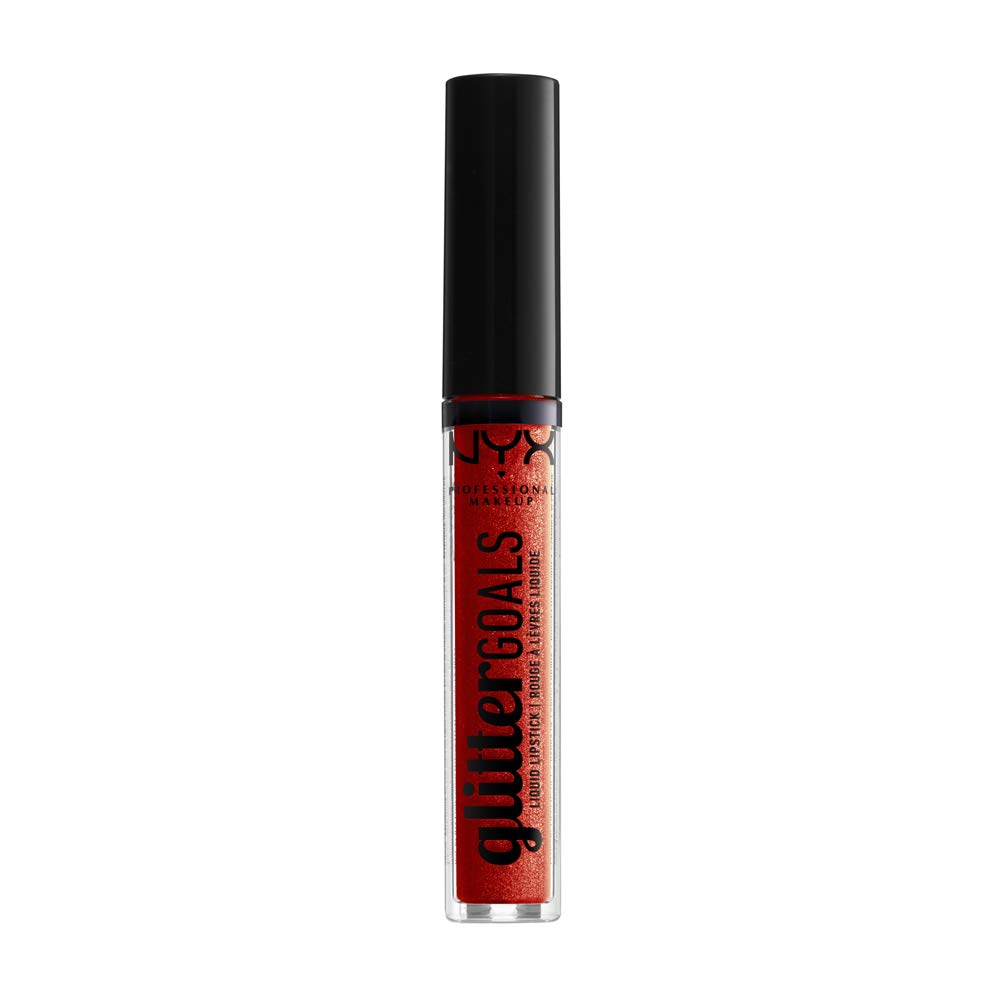 NYX PROFESSIONAL MAKEUP Glitter Goals Liquid Lipstick  Shimmy (Coral Orange With Gold Glitter)