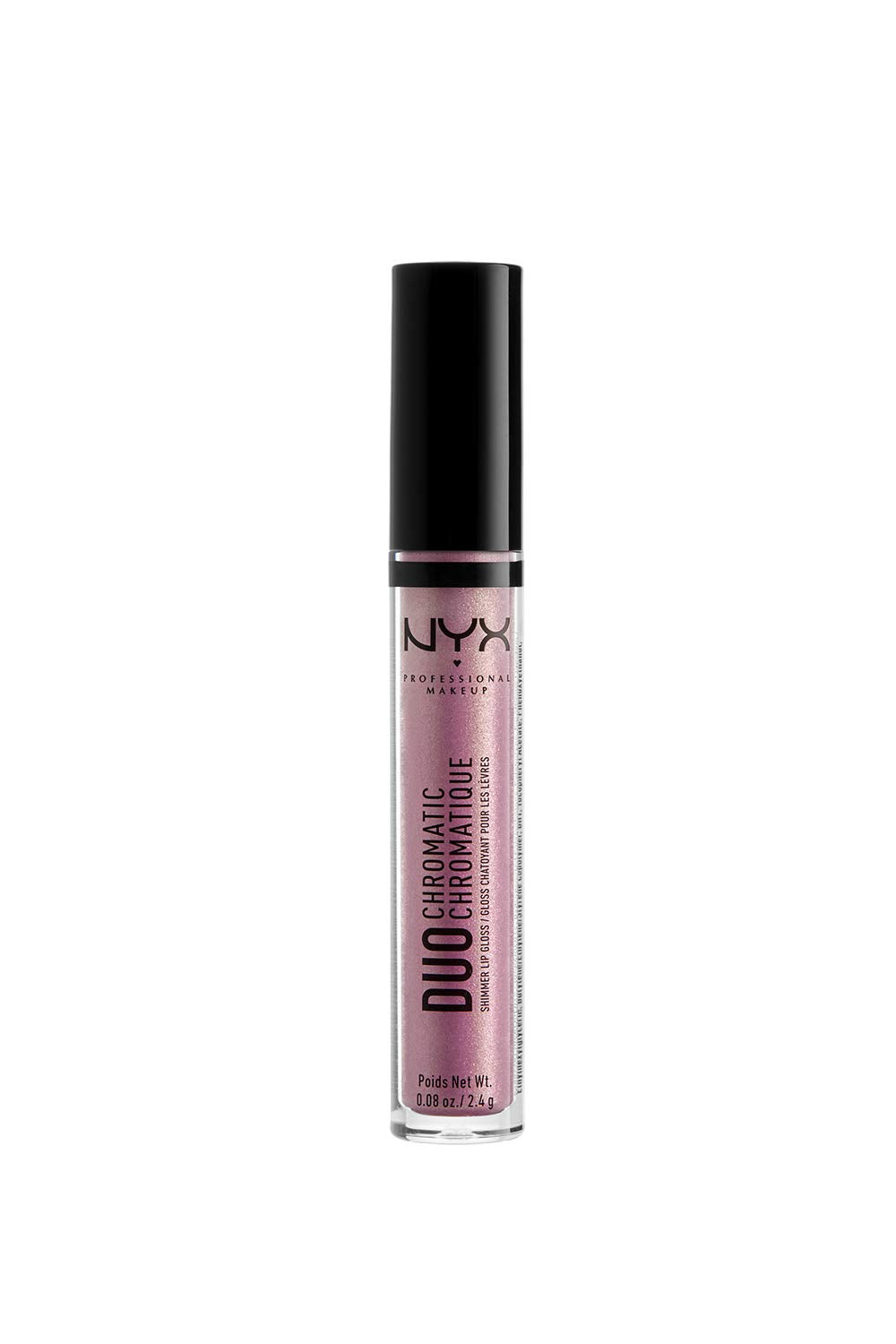 NYX PROFESSIONAL MAKEUP Duo Chromatic Lip Gloss - Crushing It, Sheer White Base With Blue/Pink Duo Chromatic Pearls