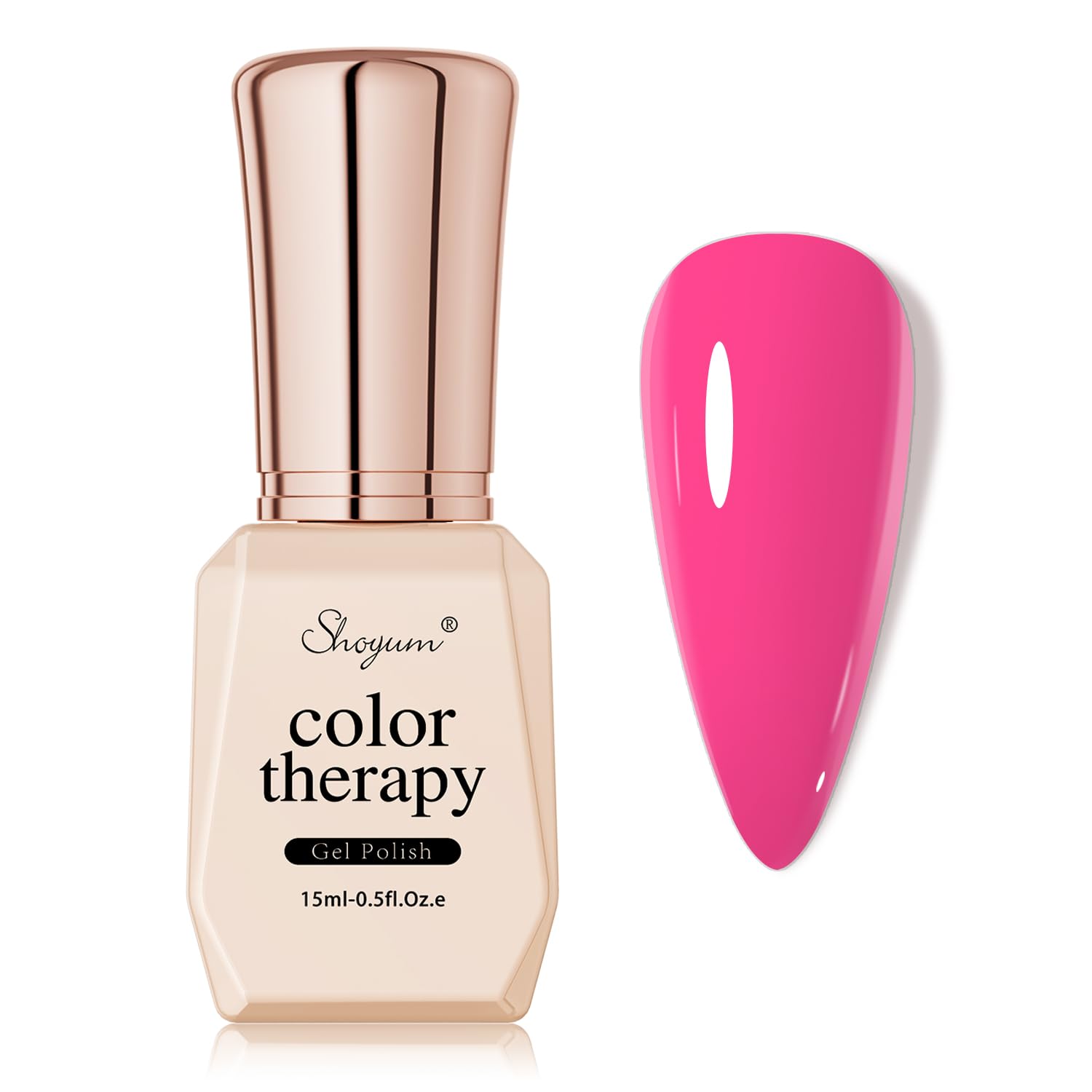 SHOYUM Gel Nail Polish, 1Pcs 15ML Hot Pink Gel Polish Bright Summer Neon Colors Gel Polish Soak Off Starters Nail Art Salon Mani