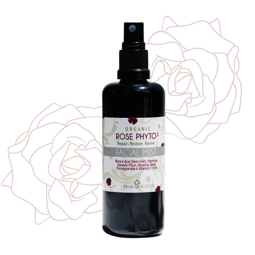 Peak Scents - Organic & Vegan Rose Phyto Water Facial Spray - Moisturizing Face Mist & Setting Spray, Soothing, Hydrating Mist R