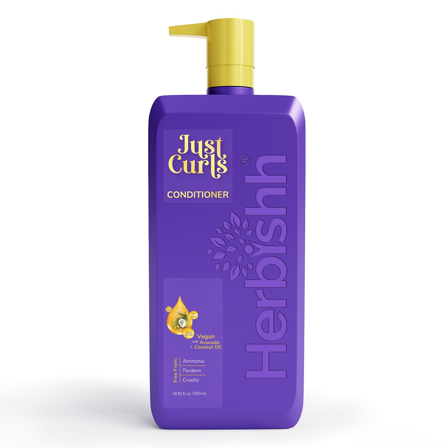 Herbishh Just Curls Conditioner with Avocado Oil Nourishing Curly Hair Conditioner Curl Enhancing Formula Repairs Damage Hair & 