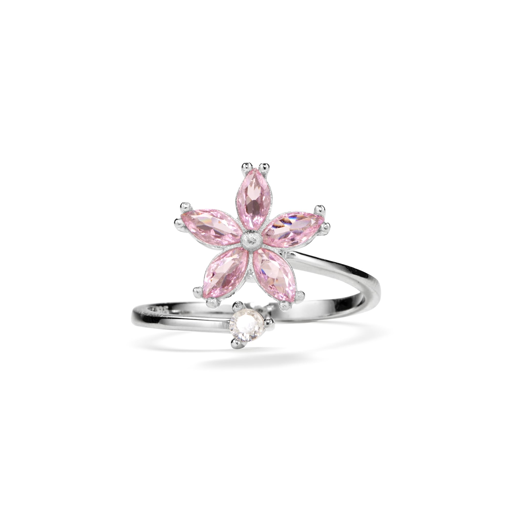 PERIMADE 18K Gold Plated Flower Fidget Spinner Ring, CZ Anxiety Relief Statement Eternity Worry Ring for Women, 925 Sterling Sil