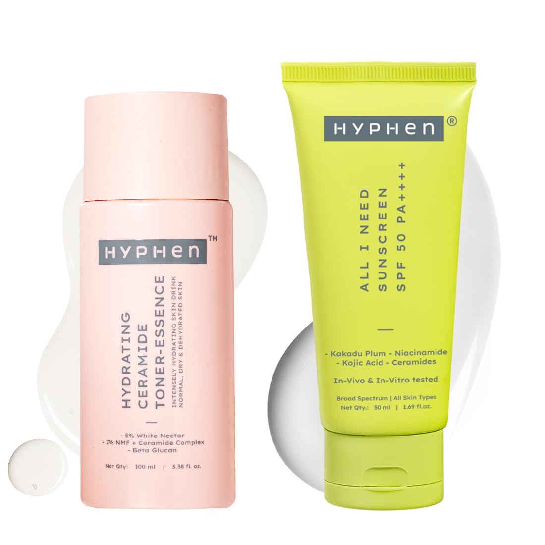 Hyphen Hydration & Sun Protection Combo | InVivo Tested Spf 50 Pa++++ With New Gen Uv Filters | Lightweight & NonSticky | Hydr