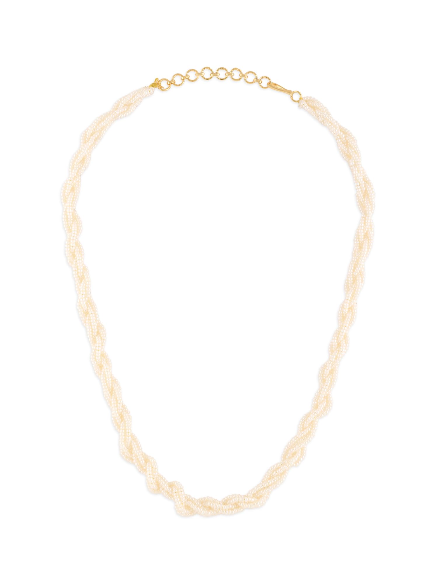 Zaveri Pearls Off White Multistrand Twisted Beads Fusion Wear Necklace For WomenZpfk21884