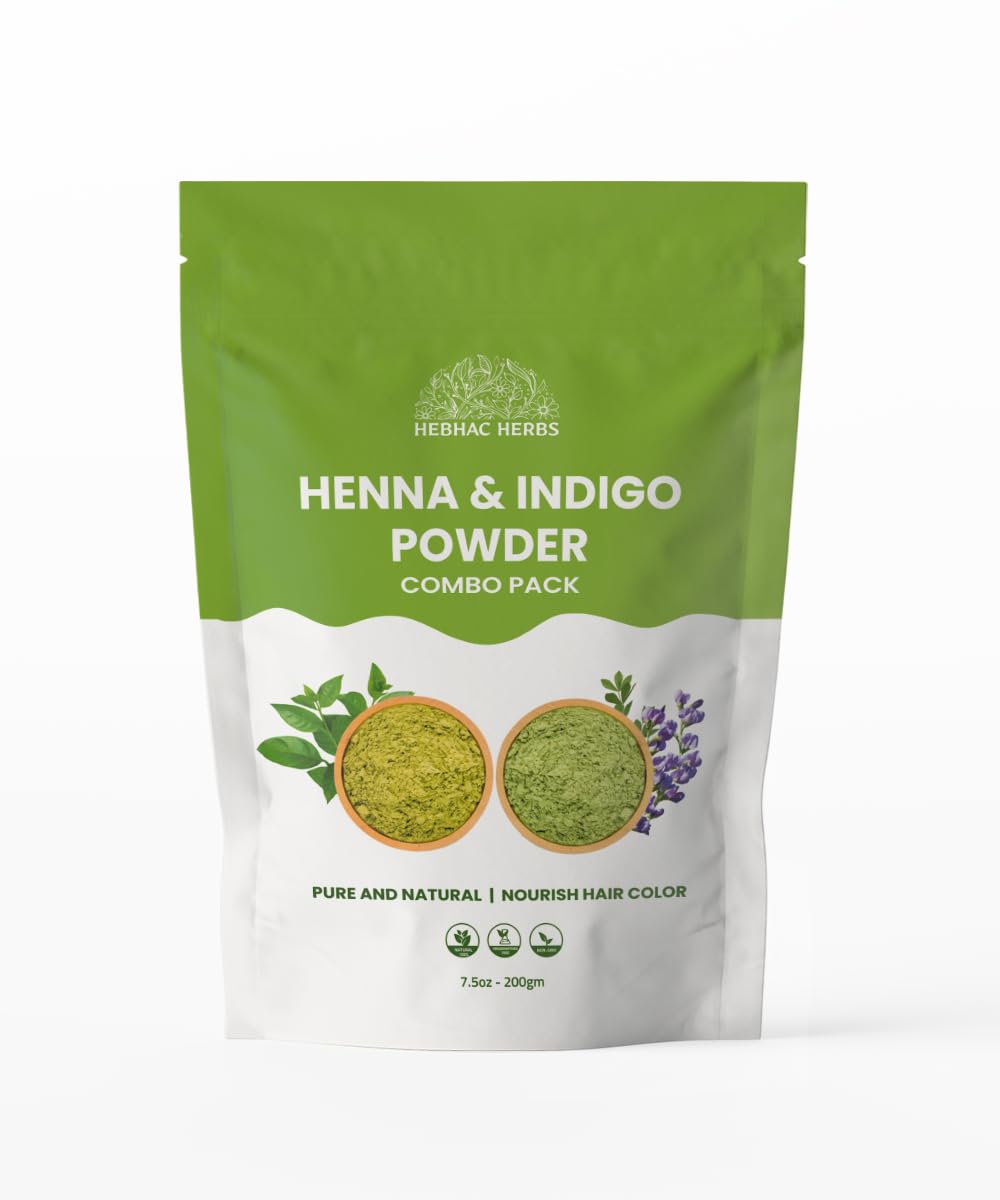 Henna and Indigo Powder for Hair Color, Growth - 200g (100g Each), Pure and Natural Hair Dye