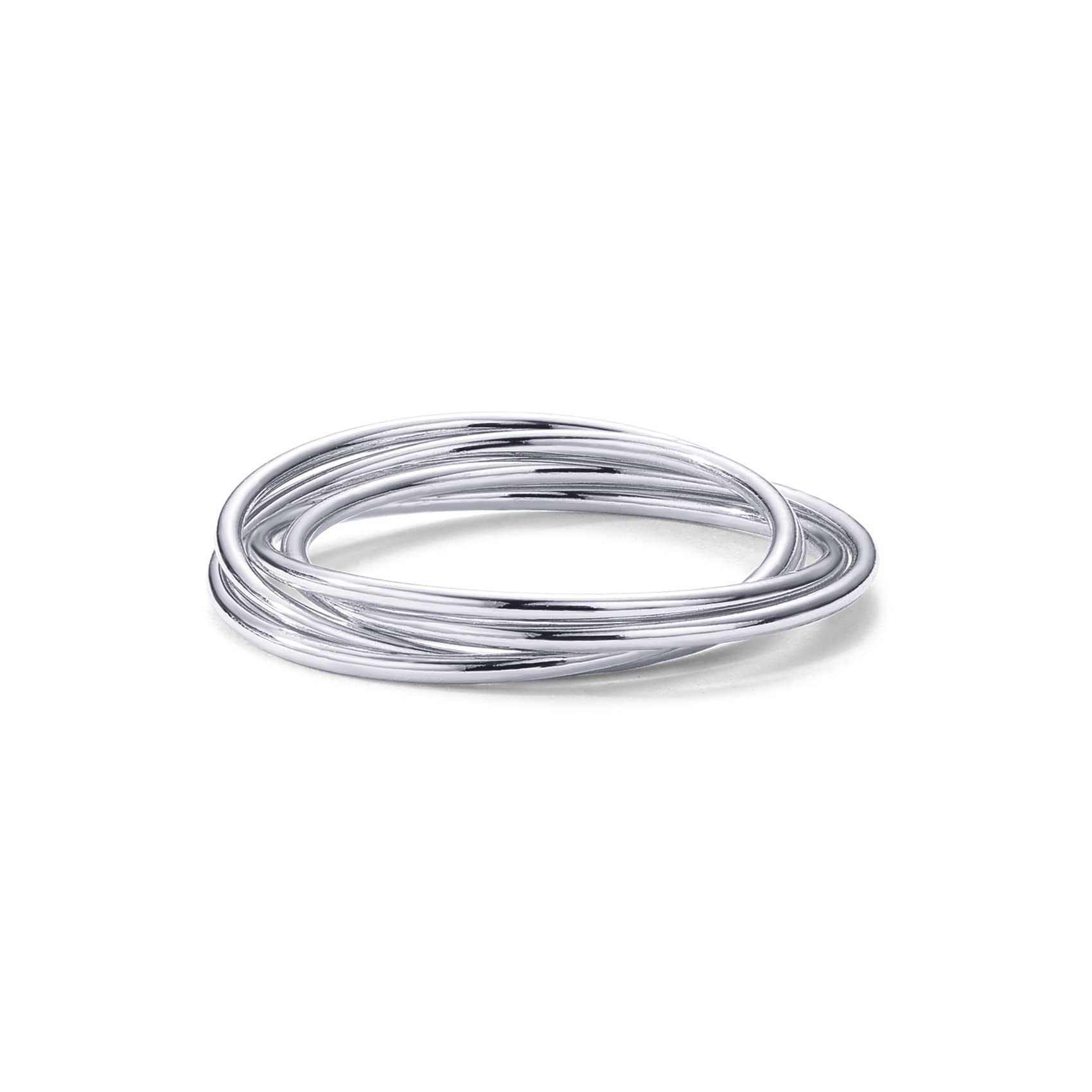 PAVOI Four Way Spinning Anxiety Ring (interlocked, White Gold, 5)