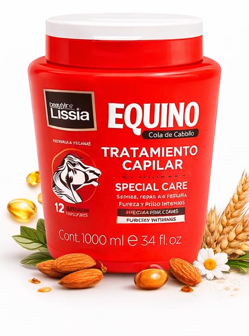Lissia Hair Treatment Equine Special Care Vegan | Tratamiento Capilar Equino 12 Extractos Naturales Colombia (34oz  1000ml), Re