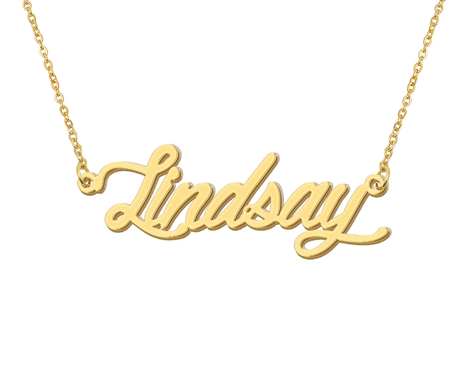 Aoloshow 18k Gold Plated Lindsay Name Pendant Necklace Womens Nameplate Necklaces Stainless Steel Mama Jewelry for Valentines Da