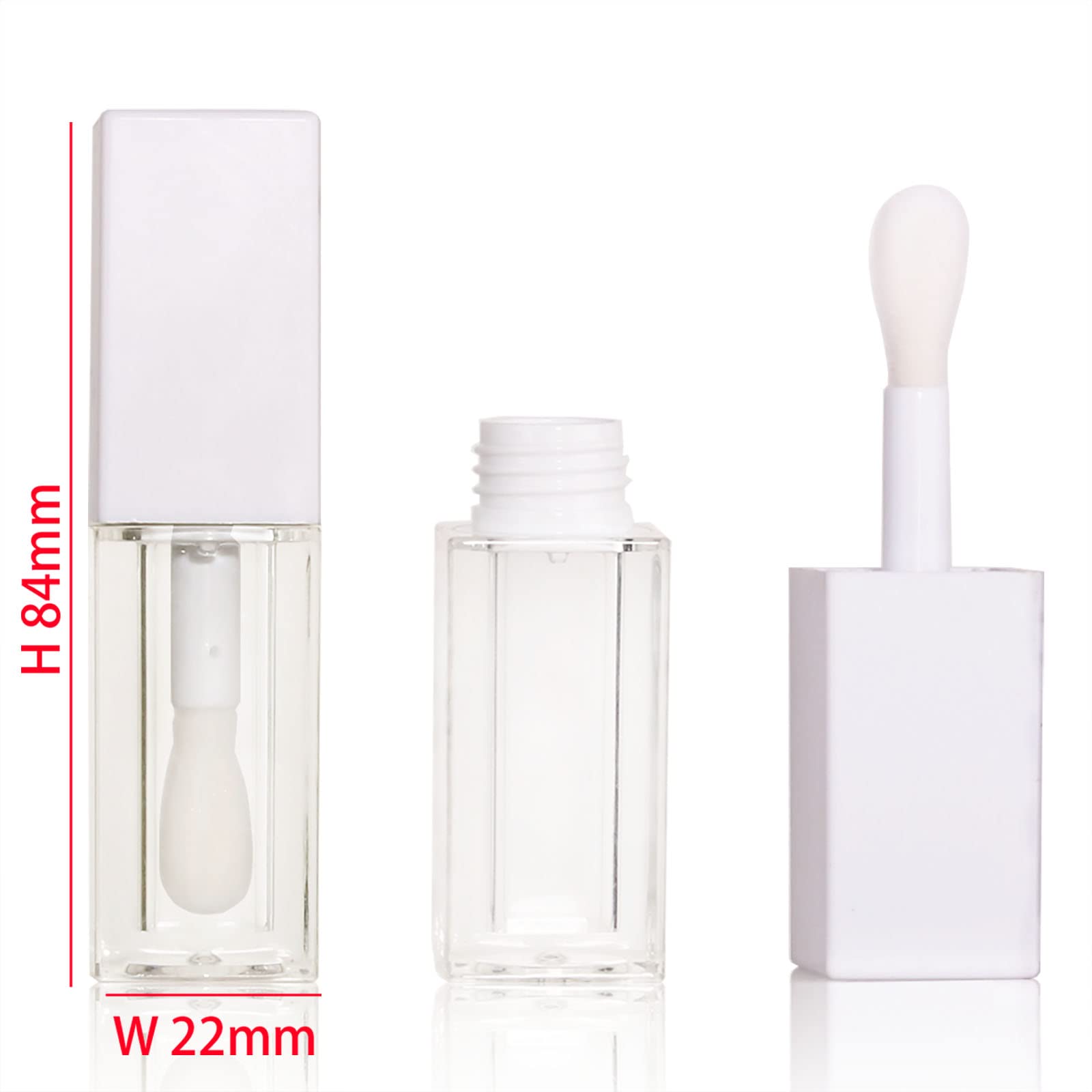 24pcs 5ml Empty white square lipgloss tubes bulk wholesale with big wand lipgloss containers