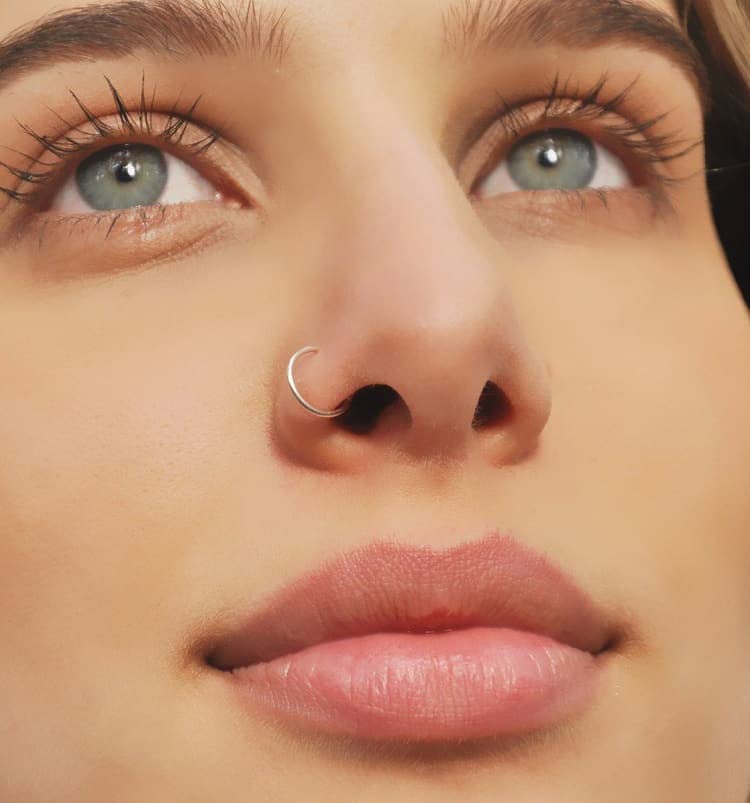 QWALIT Nose Rings - Double Hoop Nose Rings for Women - Rose Gold