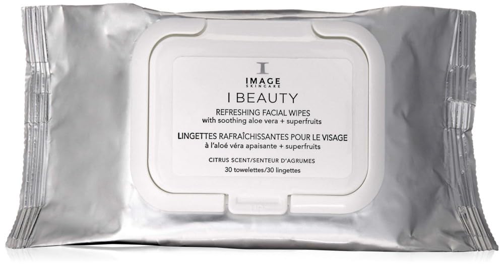 IMAGE Skincare, I BEAUTY Refreshing Facial Cleansing Wipes, Effectively Cleanse and Remove Makeup with Cucumber and Aloe Vera, 3