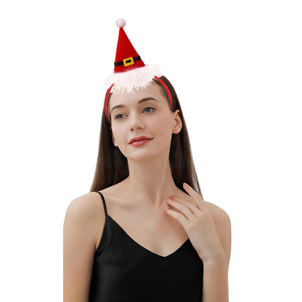 Aiupuoc Christmas Headbands For Women Red Hat Hair Accessories Santa Claus Hair Hoop Party Hair Decorations 1Pcs
