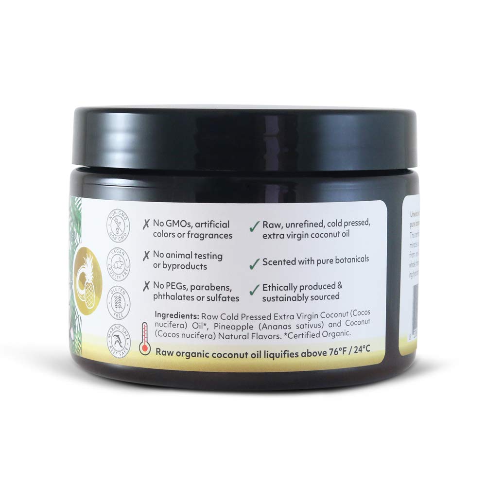 Organic Fiji Raw Cold Pressed Coconut Oil For Hair, Skin, Face & Body | Relaxing Massage Oil | Pineapple Coconut,12 Oz For Women