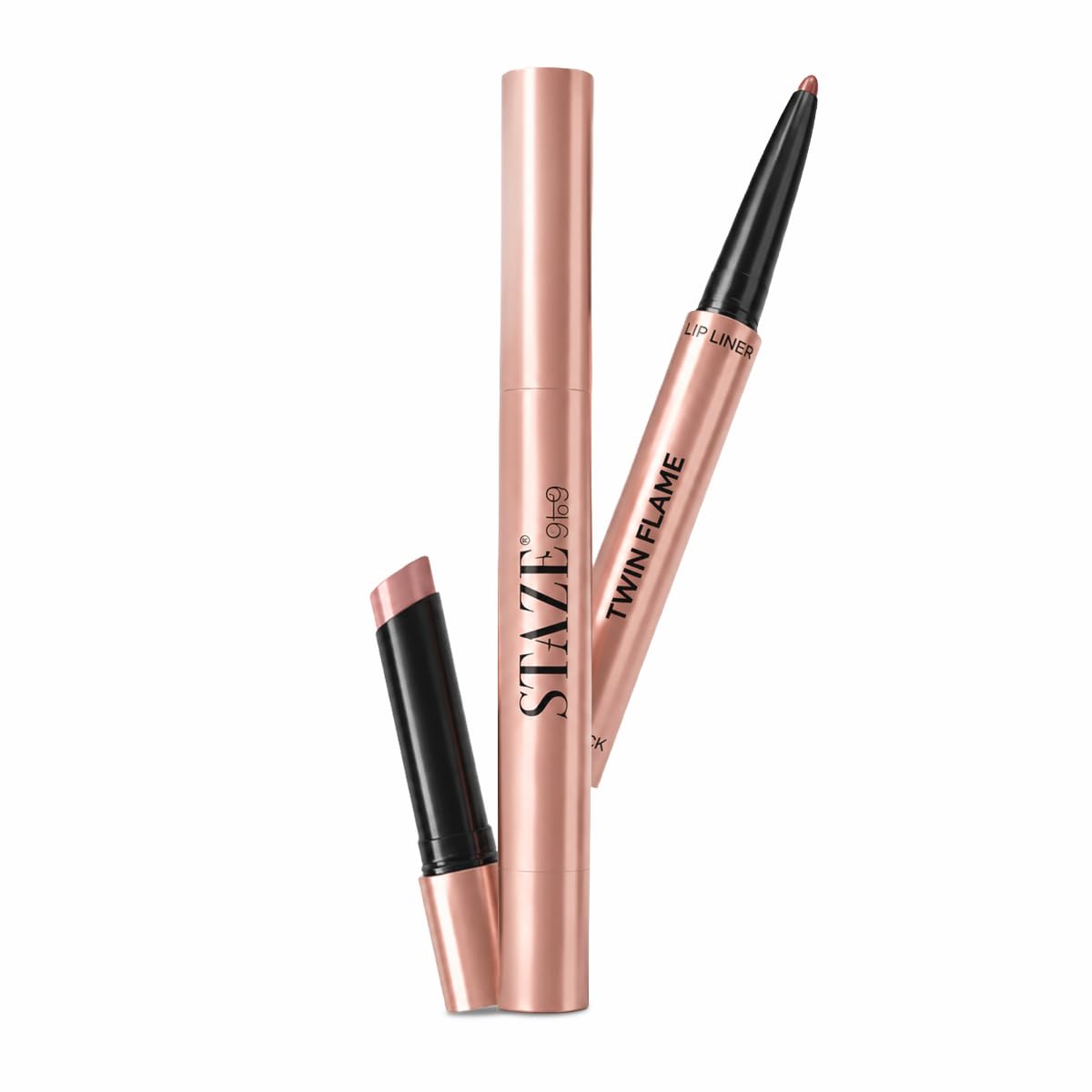 Staze Twin Flame 2In1 Lipstick + Lip Liner Duo | HighShine Long Lasting Glossy Lipstick | Smooth TransferProof Matte Lip Lin