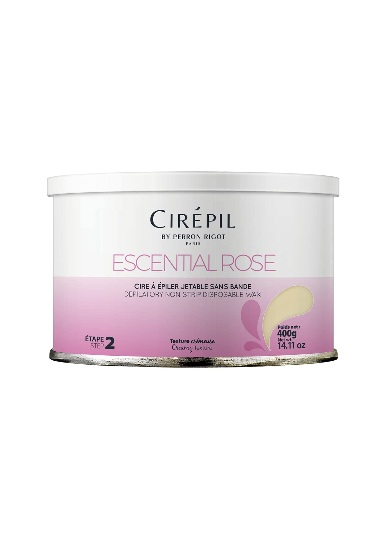 Cirepil - Escential Rose - 400g / 14.11 oz Wax Tin - Light Rose Scent - Creamy Texture - All-Purpose, Excellent for Short, Coars