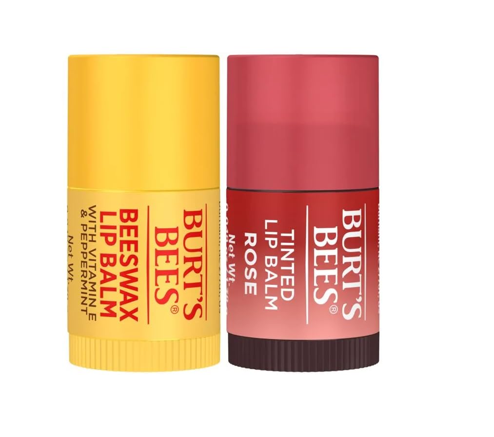 Burt's Bees Holiday Minis Lip Balm and Tinted Lip Balm Set, Rose, 2 Piece