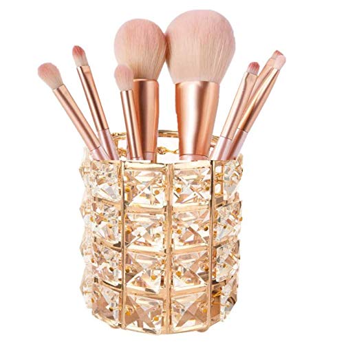 KDDOM Crystal Makeup Brush Holder Organizer Eyebrow Comb Brushes Pen Pencil Cup Container Cosmetic Storage Organizer,Handcrafted