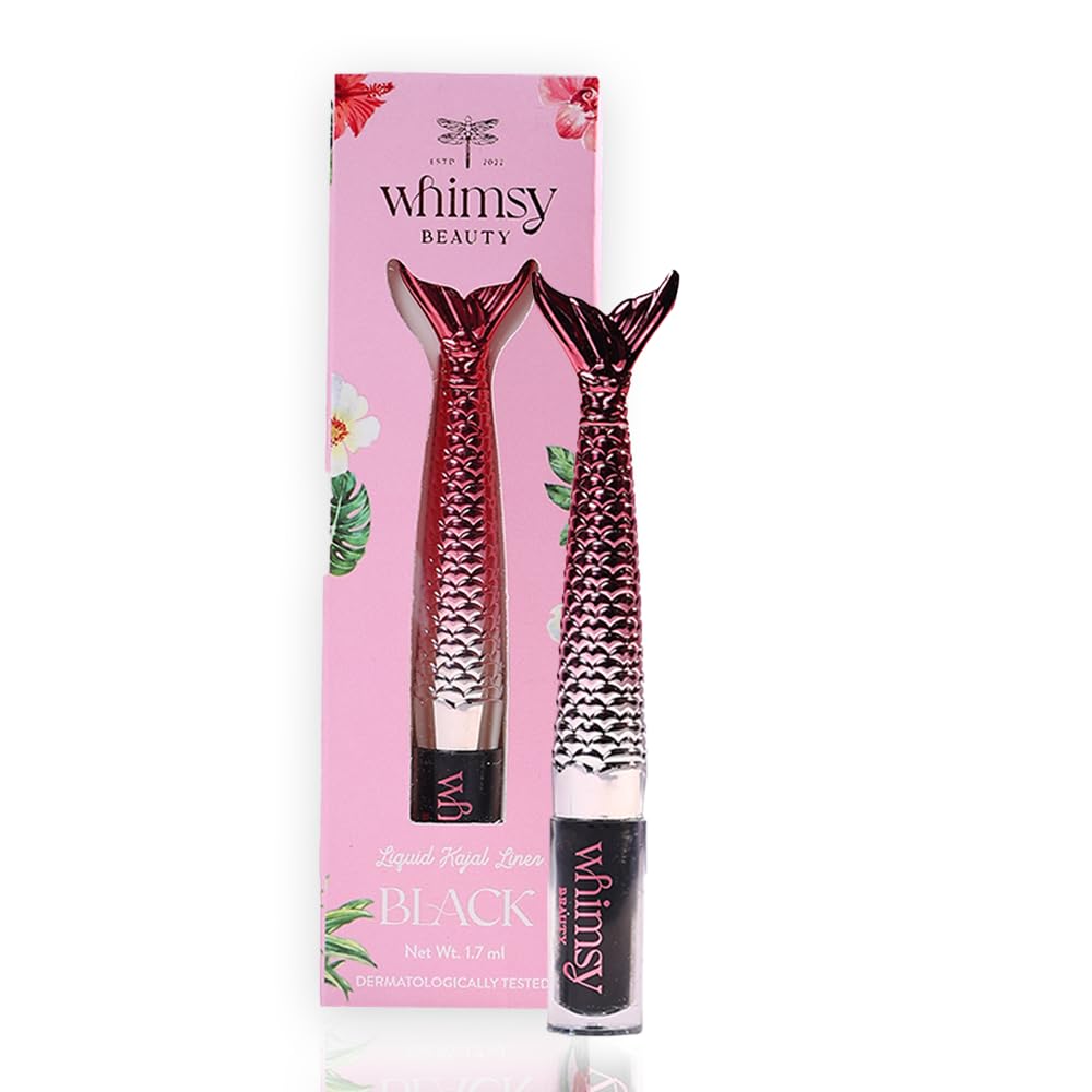 Whimsy Beauty Mermaid Liquid Kajal Liner For Kids And Pre-Teens | Waterproof Smudge Proof Eye Liner With Precision Tip | 4 To 16