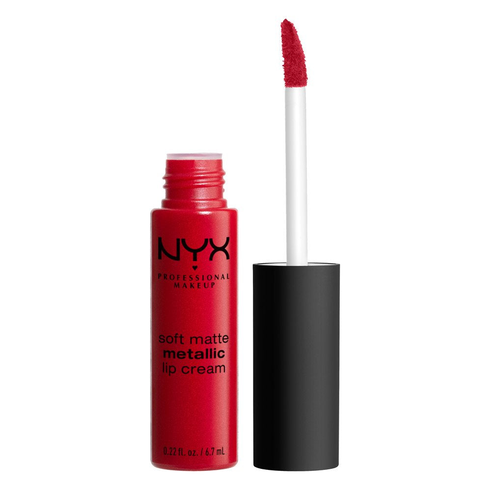 Nyx Professional Makeup Soft Matte Metallic Lip Cream, Liquid Lipstick - Monte Carlo (Deep Cranberry Red)