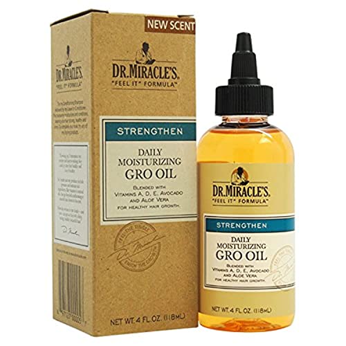 Dr. Miracle's Daily Moisturizing Gro Oil, 4 Fl Oz - Vitamins A, D, E, Avocado & Aloe Vera for Healthy Hair Growth