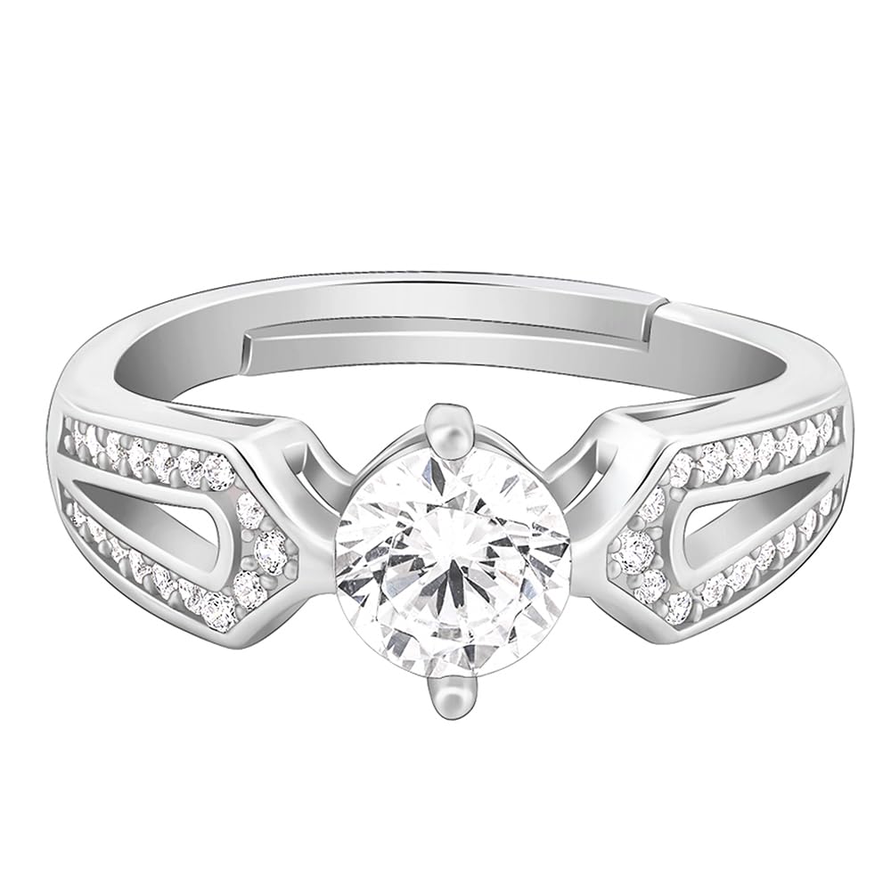 GIVA 925 Silver Silver Zircon Elegant Loop Ring, Adjustable | Gifts for Girlfriend, Rakhi Rakshabandhan Gift for Sister Bhabhi ,