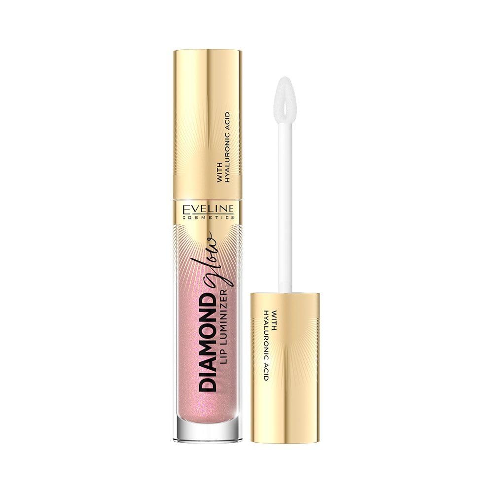 Eveline Cosmetics Lip Gloss Diamond Glow Lip Luminizer No 08 Honey Glam, Glossy Finish, Lightweight And NonSticky Formula, Infu