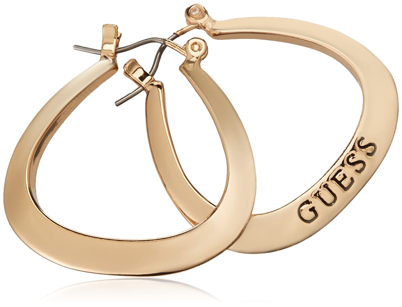 GUESS Basic Gold Small Oval Logo Hoop Earrings