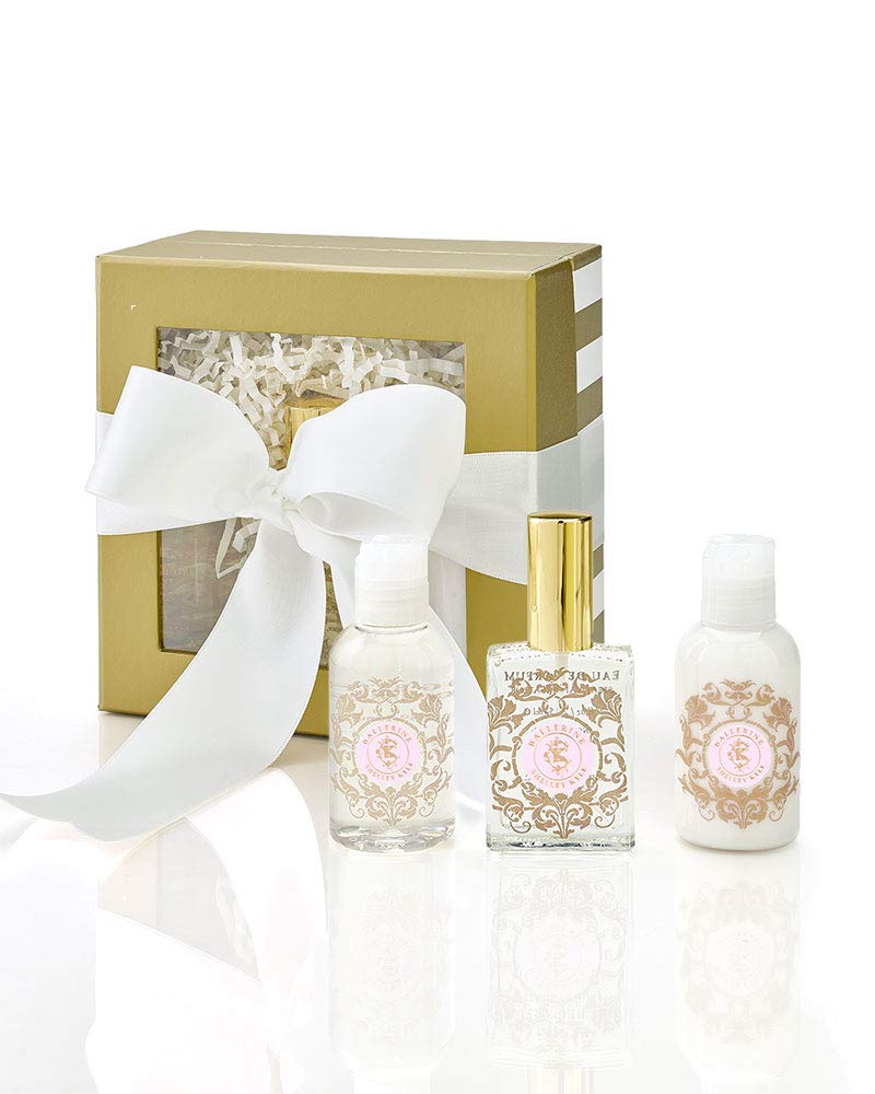 Shelley Kyle Ballerine Mini Gift Set, Includes Travel Size Perfume, Lotion, And Shower Gel, Packaged in Beautiful Cream and Gold