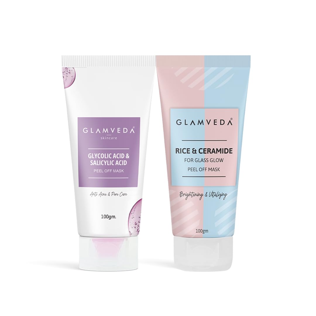 Glamveda Rice & Ceramide And Glycolic & Salicylic Anti Acne Peel Off Face Mask (200 Ml) | For Oily & Acne Prone Skin | Oil Balan