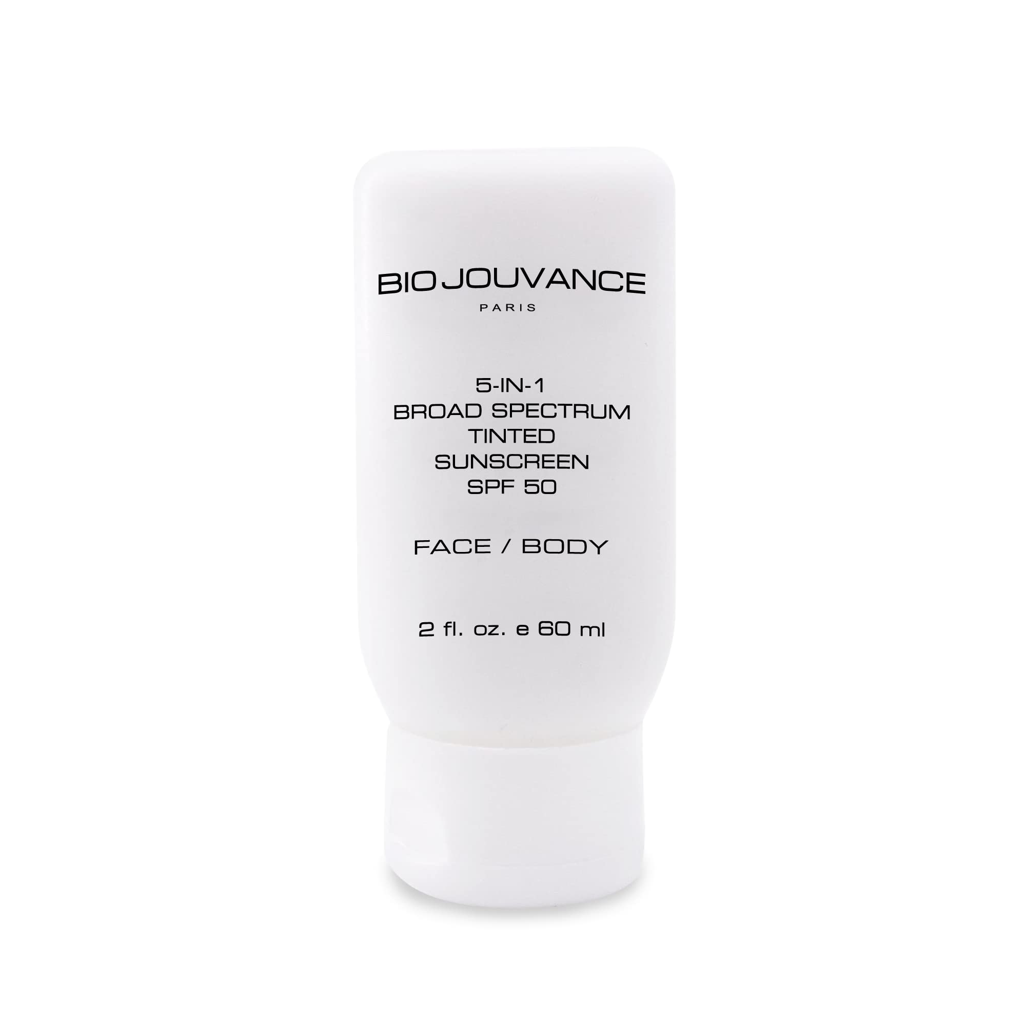 Bio Jouvance - 5-in-1 Tinted Sunscreen SPF 50 Universal 2oz / 60ml - Broad Spectrum | Hydrating Sunburn Lotion | Mineral Zinc Ox