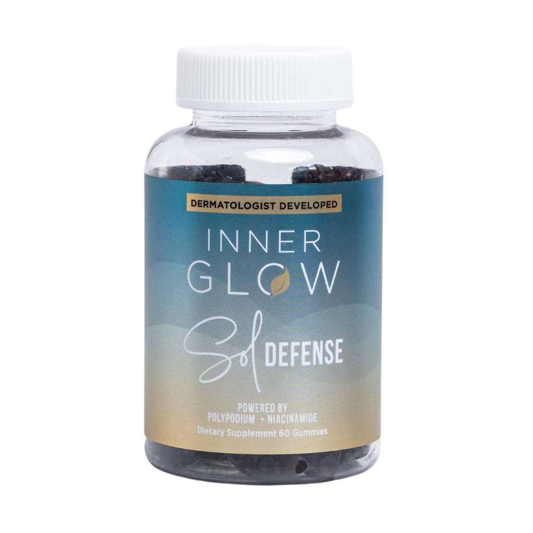 Inner Glow Sol Defense Gummies - Dermatologist and Plastic Surgeon developed to fight photoaging, Polypodium Leucotomos and Niac