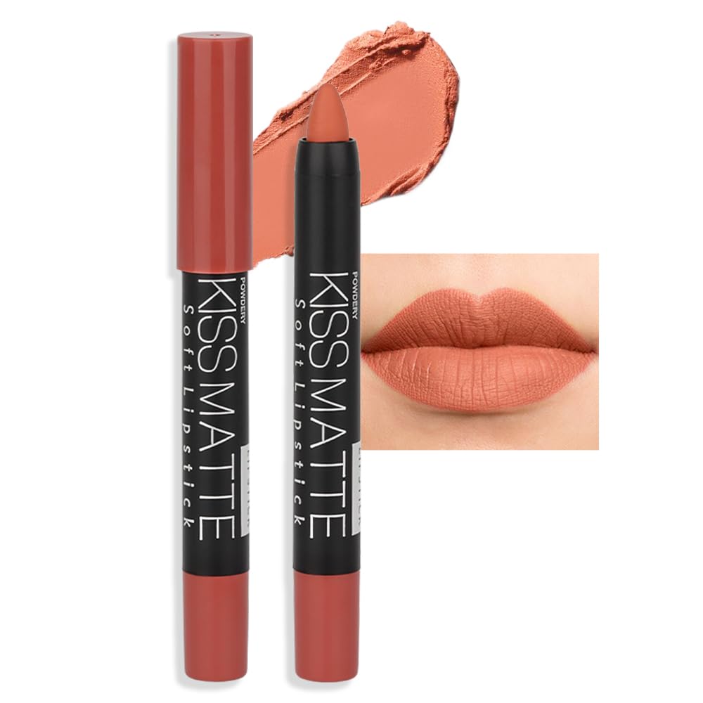 Evpct Dnm 1Pcs Light Yellow Brown Matte Lipstick And Lip Crayon Liner Pencil For Women Lip Stain Long Lasting Waterproof Labiale