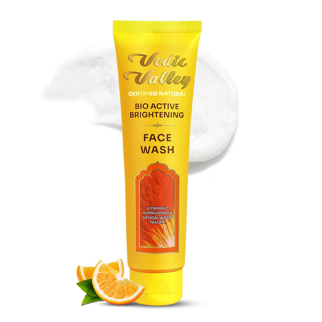 Vedic Valley Bio Brightening Face Wash For Women With Kumkumadi Oil, Yogurt Protein & Turmeric | Deep Cleansing Tan Removal Face