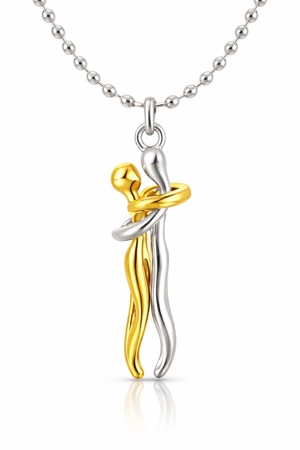 Agarwalproduct Golden & Silver Forever Love Couple Hugging Embrace Statement Promise Affectionate Hug Me Locket Pendant Necklace