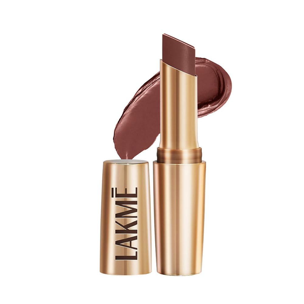 Lakm Powerplay Priming Matte Lipstick, Smooth Matte Finish, Lightweight Lipstick, Smudgeproof, Lasts 16Hrs, Hydrates Lips, Brown