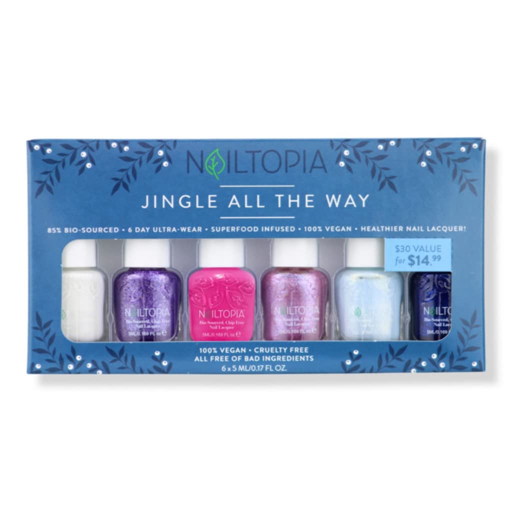 Nailtopia - Plant-Based Chip Free Nail Lacquer - Non Toxic, Bio-Sourced, Long-Lasting, Strengthening Polish, Jingle All The Way 