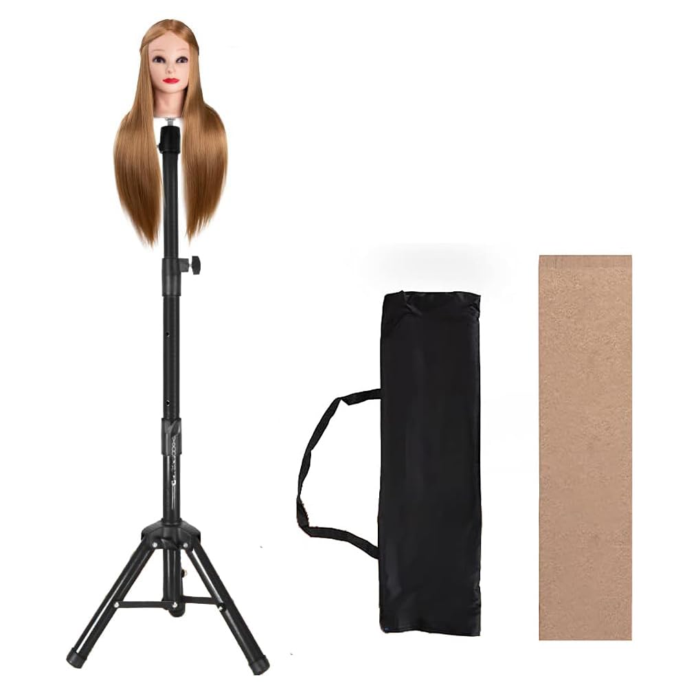 AliLeader 55 Inch Wig Stand Tripod Mannequin Head Stand Heavy Duty Wig Stand Tripod with Head Wig Head Stand for Styling Wig Hea