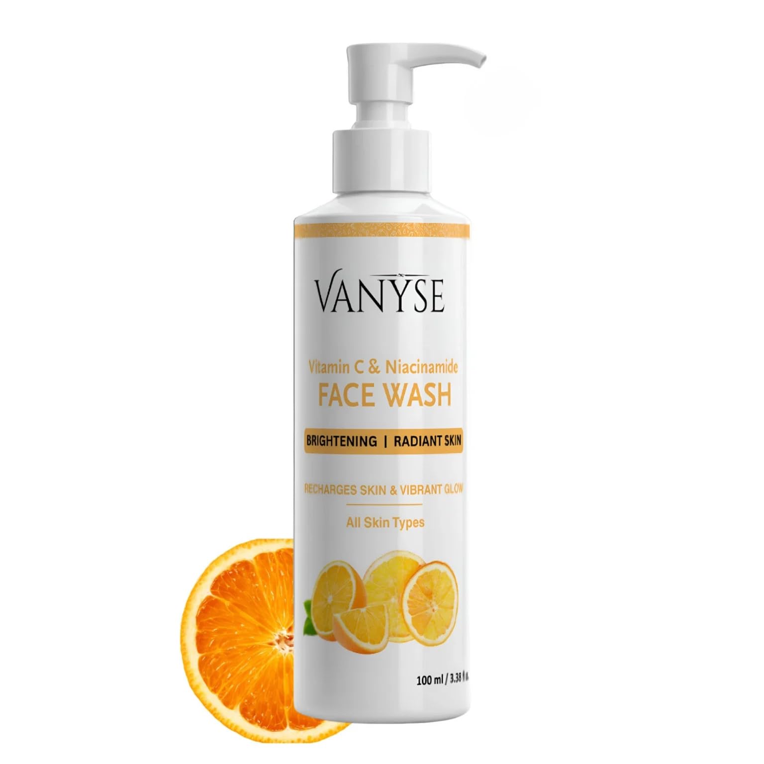 Vanyse Vitamin C & Niacinamide Face Wash For Acne, Dark Spots & Dull Skin | Exfoliating, PoreMinimizing, Brightening Cleanser |