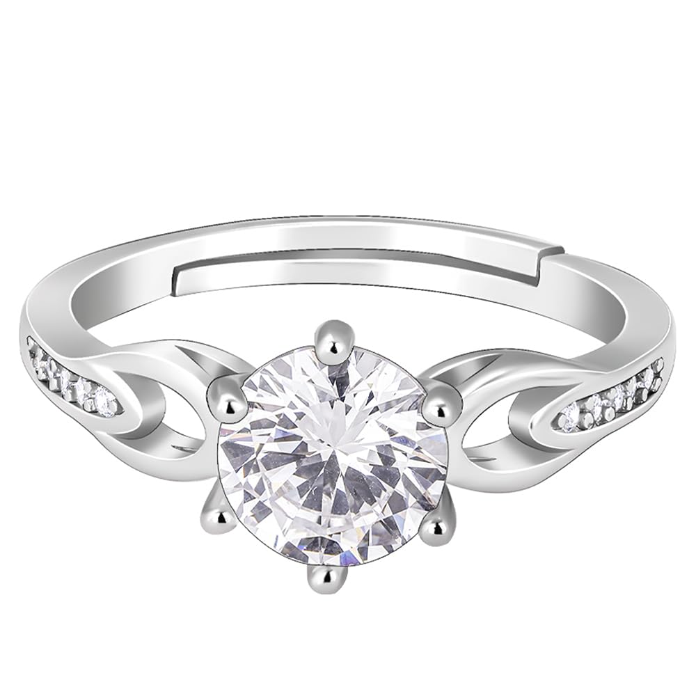 GIVA 925 Silver Zircon Sparkling Loop Ring, Adjustable | Gifts for Girlfriend, Rakhi Rakshabandhan Gift for Sister Bhabhi , Gift