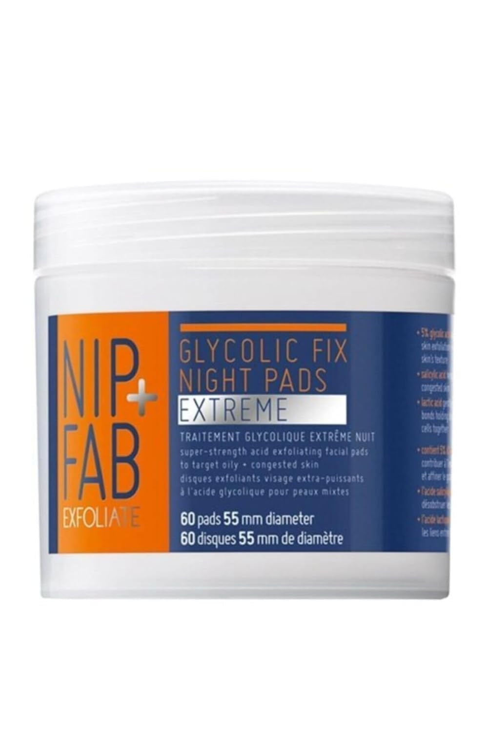 Nip + Fab Glycolic Acid Night Face Pads with Salicylic and Hyaluronic Acid, Exfoliating Resurfacing AHA Facial Pad for Exfoliati