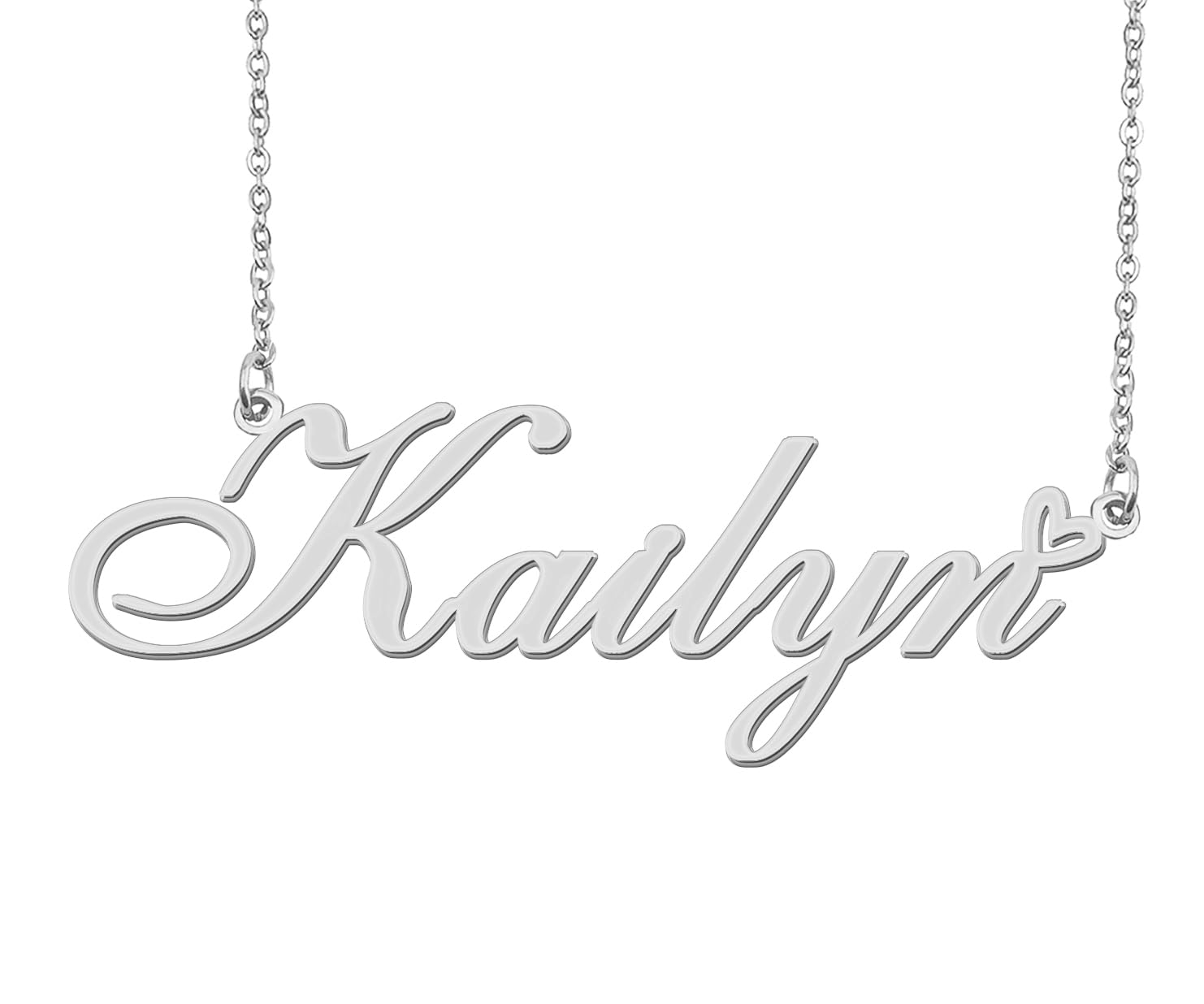 Aoloshow Stainless Steel Silver Kailyn Heart Name Necklace Charm Pendant Jewelry for Mom Best Friends