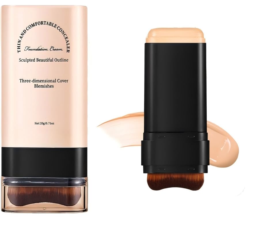 Full Coverage Foundation Stick, Concealer & Foundation 2in1 with Brush, LongLasting TransferResistant Makeup, Matte Finish 2