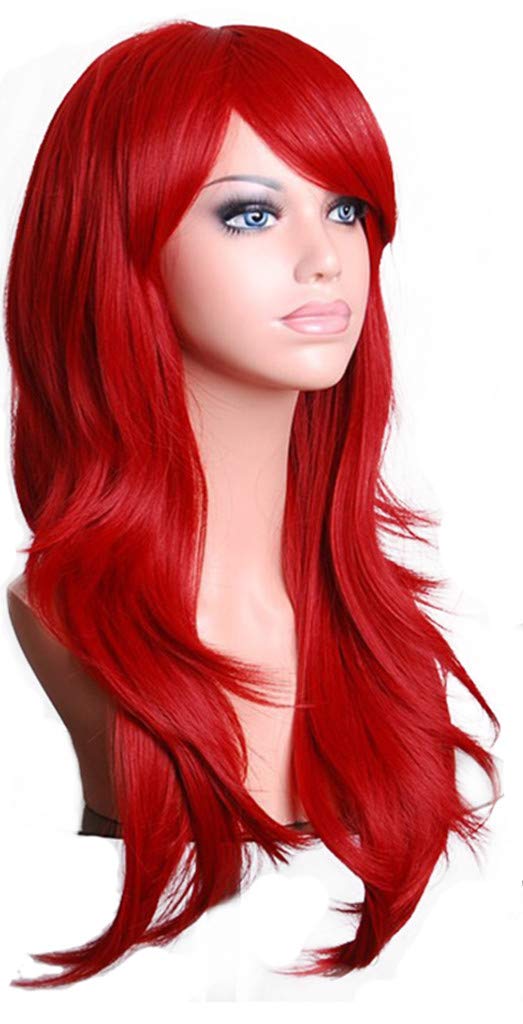 Aneshe Wigs 28'' Long Wavy Hair Heat Resistant Cosplay Wig For Women (Red)