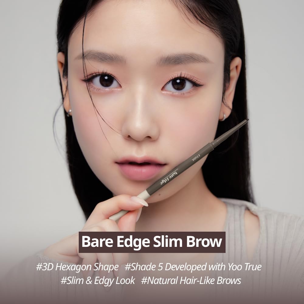 Etude Bare Edge Brow Pencil 05 Mild Taupe (23Ad) | A Hexagon-Shaped Slim Brush That Delicately Coats Every Strand Of Eyelashes |