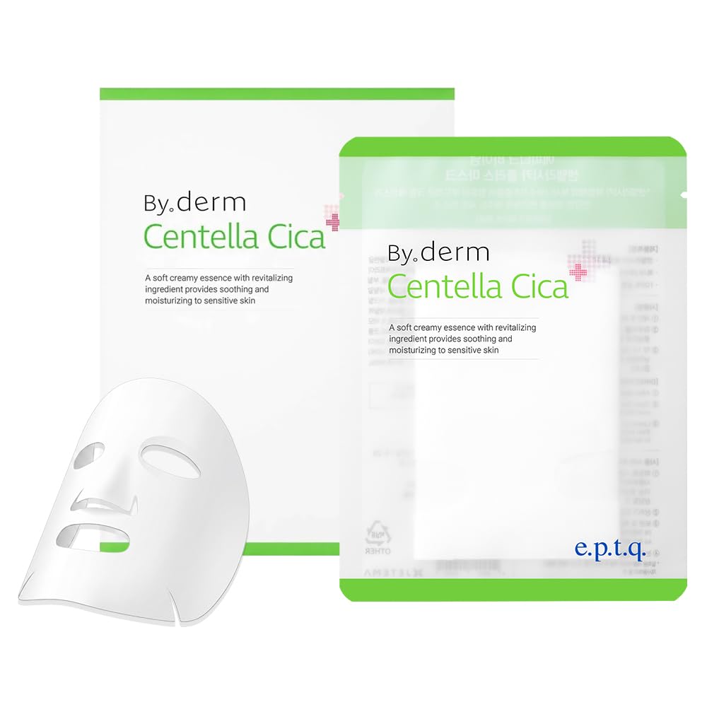 e.p.t.q. By.derm Cica Sheet Mask For Skin Recovery, Acne Care, Calming, Hypoallergenic Care With Highconcentration Centella Cic