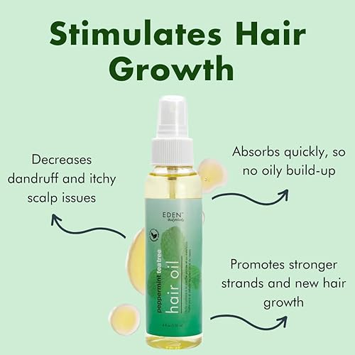 EDEN BodyWorks Peppermint Tea Tree Hair Oil | 4 oz | Eliminate Dandruff, Refresh Scalp, Boost Shine - Packaging May Vary