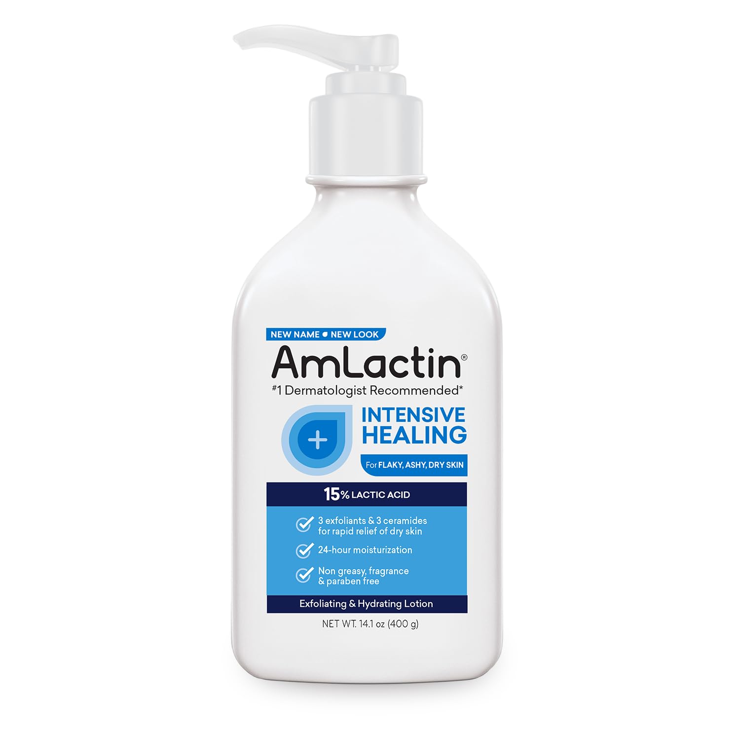 Amlactin Rapid Relief Restoring Body Lotion With Ceramides, Moisturizing Lotion For Dry Skin - 14.1 Oz Pump Bottle (Packaging Ma