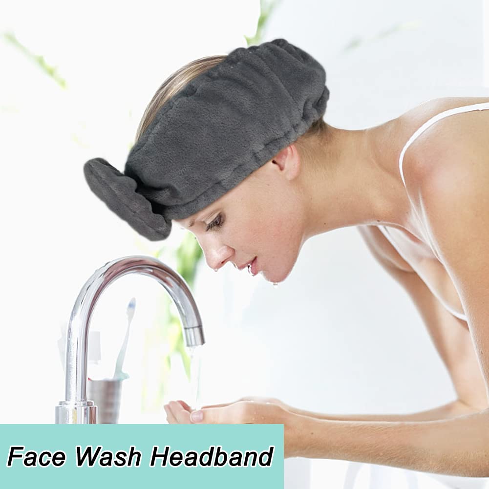 Shintop Makeup Headband Soft Carol Fleece Spa Headband With Cute Bow Elastic Headband For Washing Face Skincare Facial Mask Show