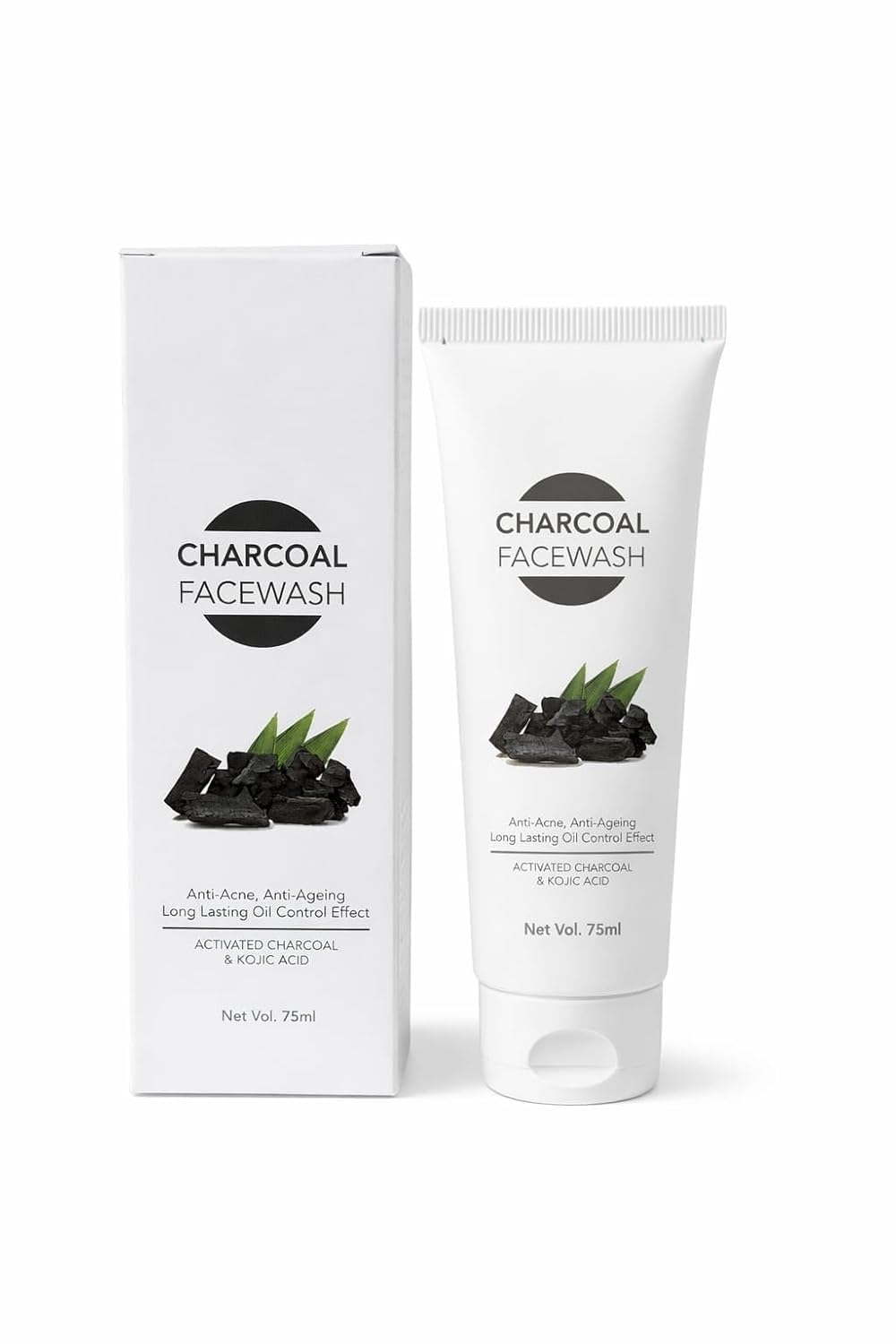 Charcoal Face Wash, AntiAcne And AntiAgeing Cleanser With Activated Charcoal, Oil Control, 75Ml